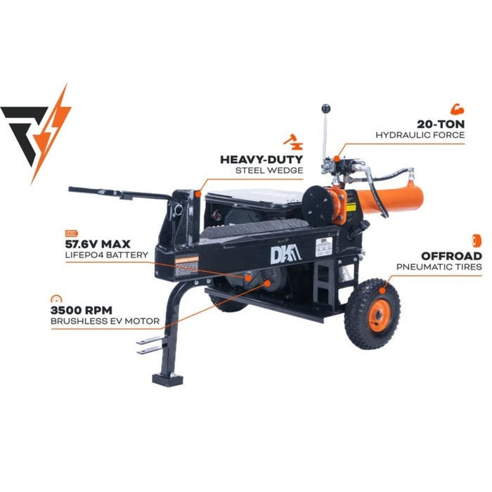 Detail K2 ELITE ENERGY 20-Ton 57.6V Battery Powered Hydraulic Log Splitter (OPS220EV-B)